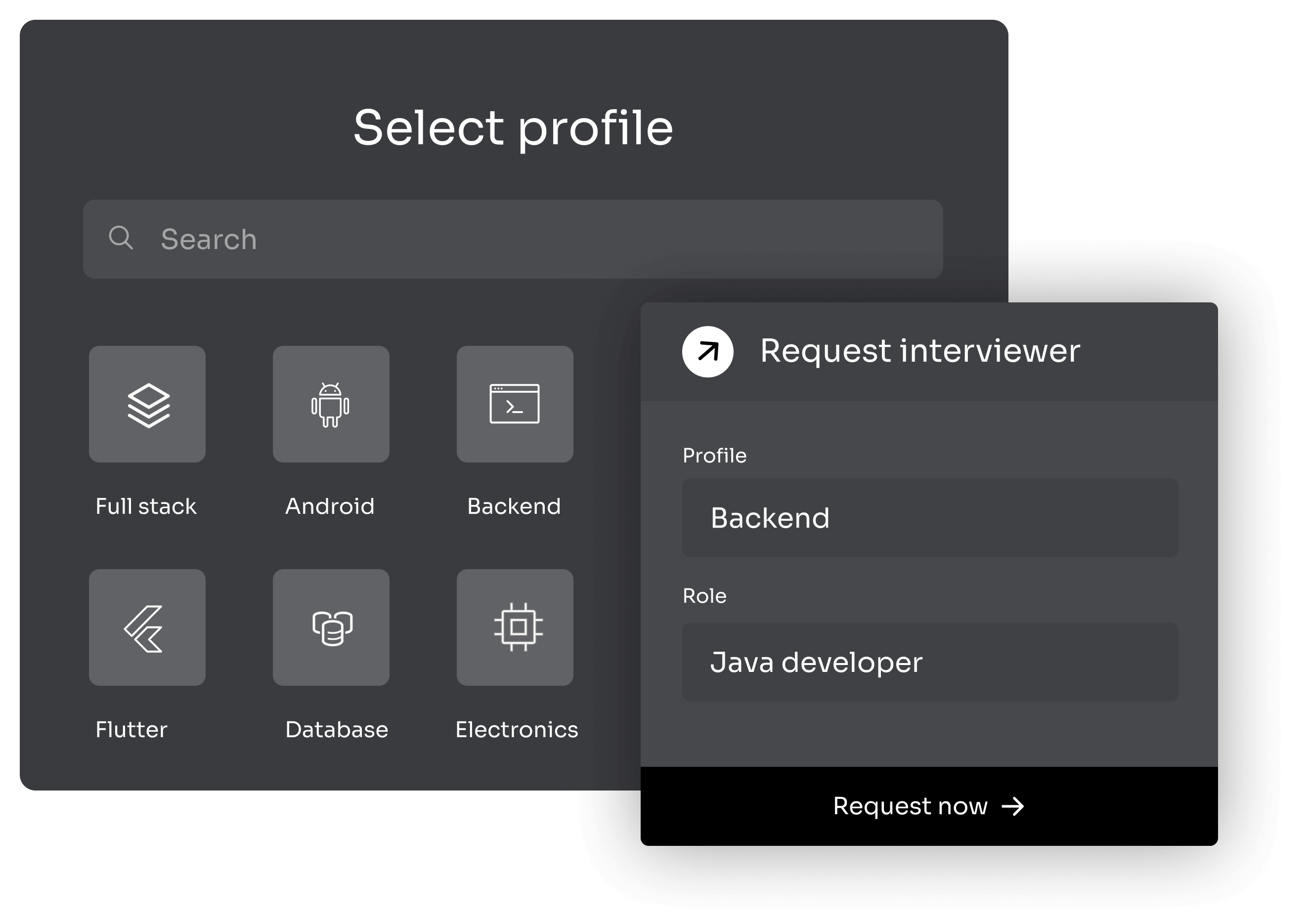 Select profile & template to request interviewer